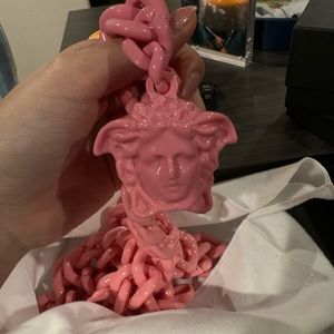 Versace pink medusa head belt